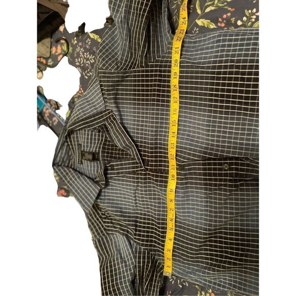 Crazy Horse Mens White & Black Grid Print Long-Sleeve Button-Down Shirt Large - Picture 4 of 16